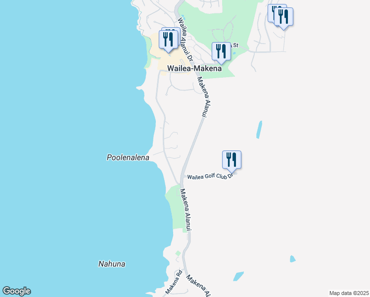 map of restaurants, bars, coffee shops, grocery stores, and more near 4520 Makena Alanui in Kihei