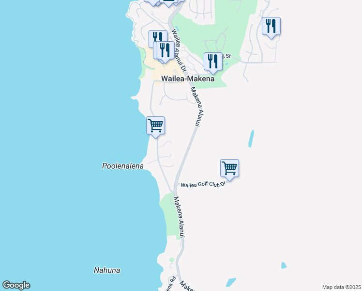map of restaurants, bars, coffee shops, grocery stores, and more near 4482 Makena Alanui in Kihei
