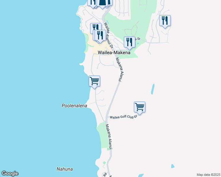 map of restaurants, bars, coffee shops, grocery stores, and more near 4446 Makena Alanui in Kihei