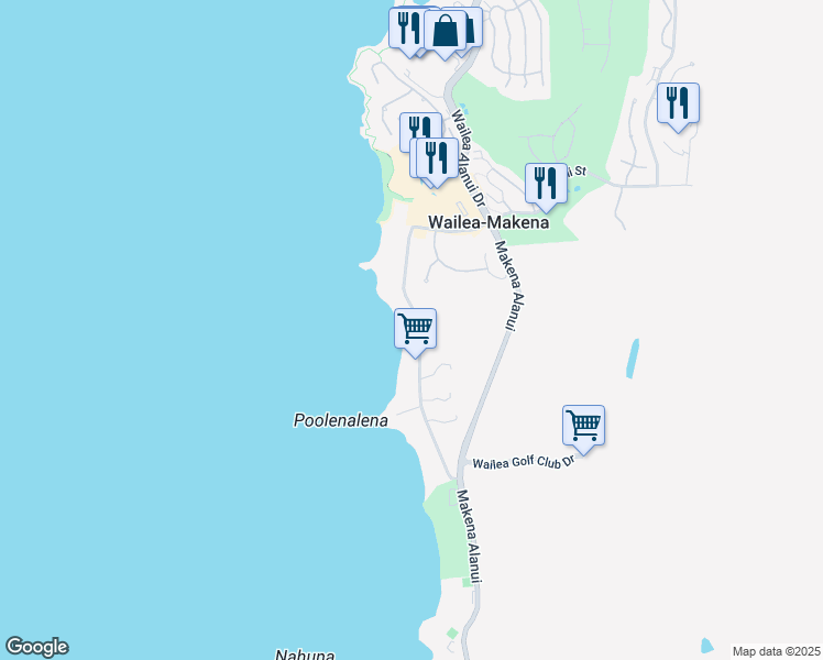 map of restaurants, bars, coffee shops, grocery stores, and more near 4508 Makena Road in Kihei