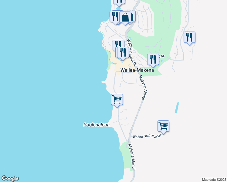 map of restaurants, bars, coffee shops, grocery stores, and more near 4478 Makena Road in Kihei
