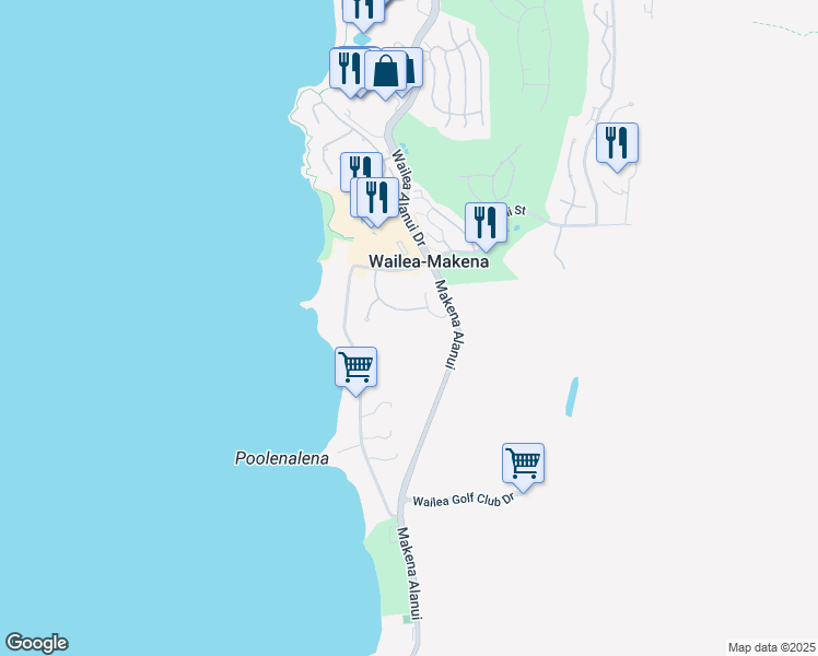 map of restaurants, bars, coffee shops, grocery stores, and more near 26 Ualei Place in Kihei