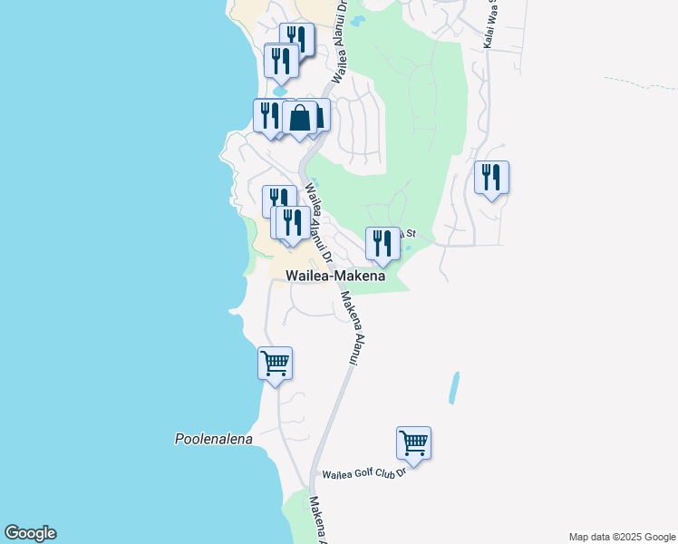 map of restaurants, bars, coffee shops, grocery stores, and more near 113 Holomoana Way in Wailea-Makena