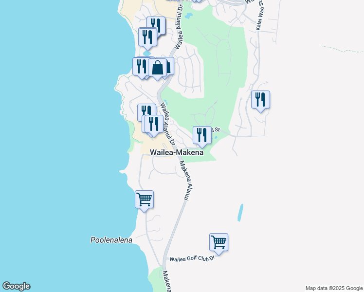 map of restaurants, bars, coffee shops, grocery stores, and more near 149 Holomoana Way in Wailea-Makena