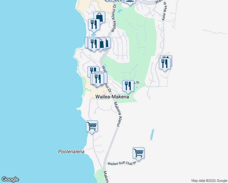map of restaurants, bars, coffee shops, grocery stores, and more near 113 Holomoana Way in Wailea-Makena