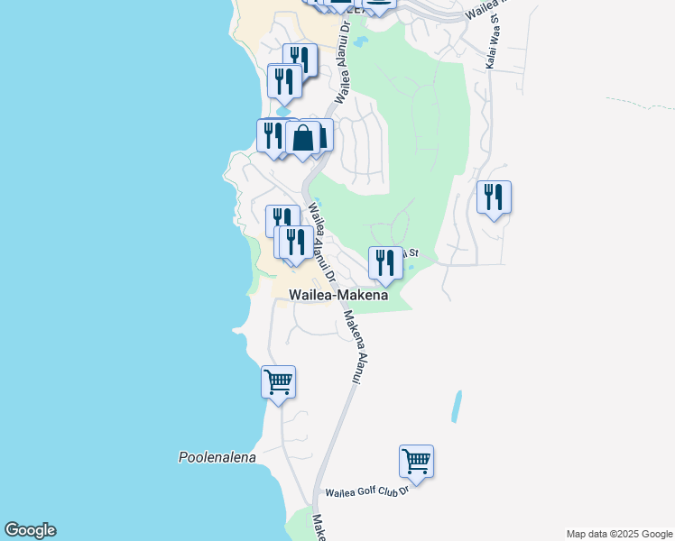 map of restaurants, bars, coffee shops, grocery stores, and more near 149 Holomoana Way in Wailea-Makena