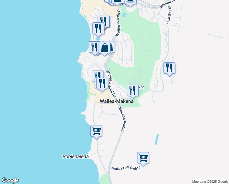 map of restaurants, bars, coffee shops, grocery stores, and more near 149 Holomoana Way in Wailea-Makena
