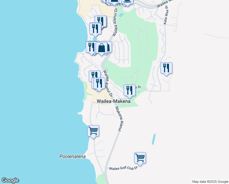 map of restaurants, bars, coffee shops, grocery stores, and more near 137 Holomoana Way in Wailea-Makena