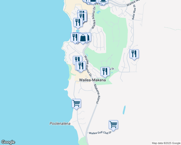 map of restaurants, bars, coffee shops, grocery stores, and more near 149 Holomoana Way in Wailea-Makena