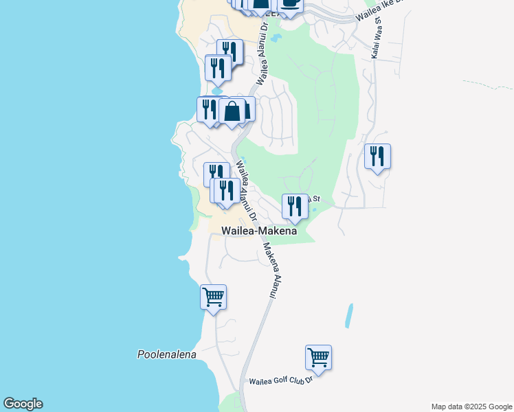 map of restaurants, bars, coffee shops, grocery stores, and more near 149 Holomoana Way in Wailea-Makena