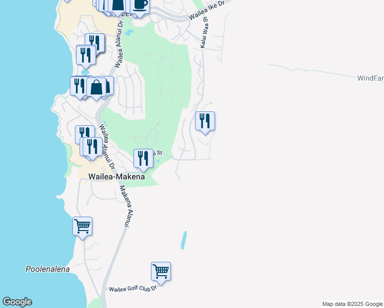 map of restaurants, bars, coffee shops, grocery stores, and more near 292 Akaula Way in Kihei
