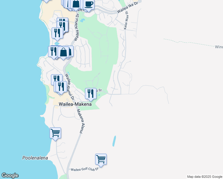 map of restaurants, bars, coffee shops, grocery stores, and more near 4378 Melianani Place in Kihei