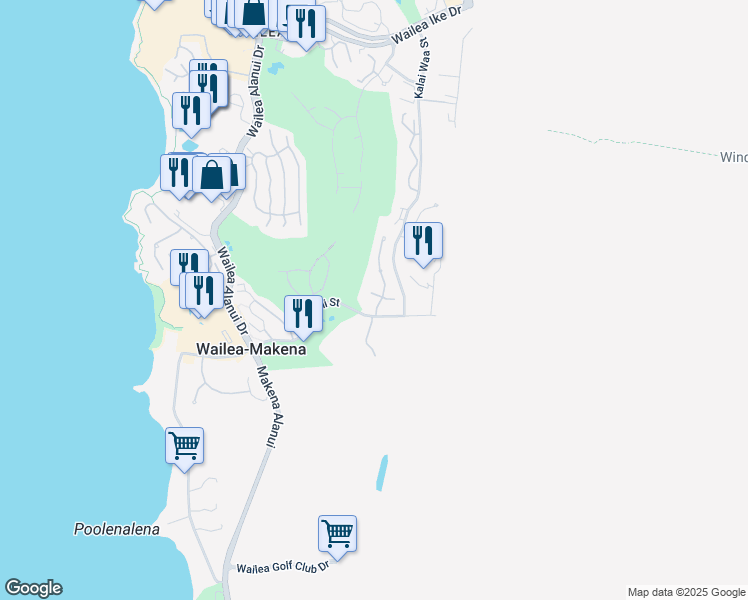 map of restaurants, bars, coffee shops, grocery stores, and more near 4378 Melianani Place in Kihei