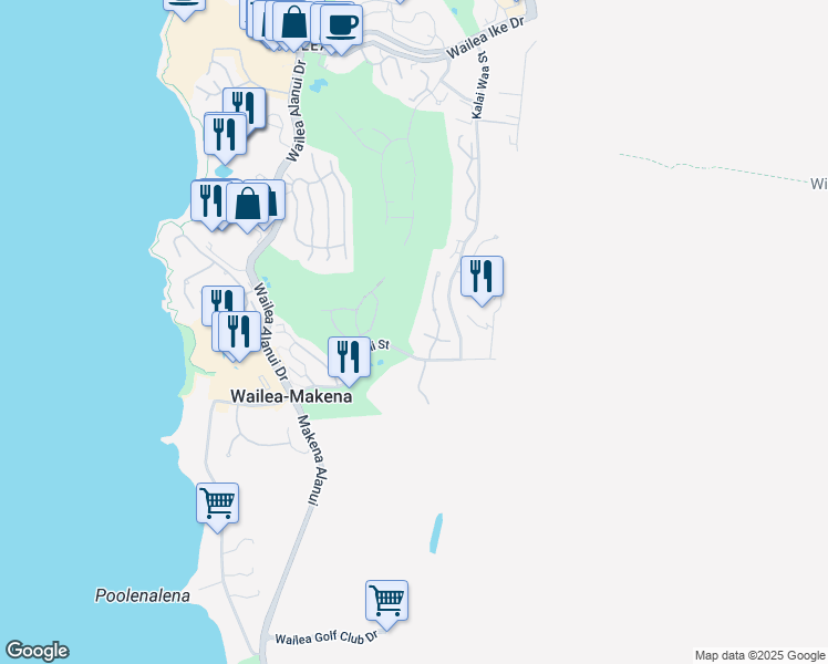 map of restaurants, bars, coffee shops, grocery stores, and more near 4334 Melianani Place in Kihei