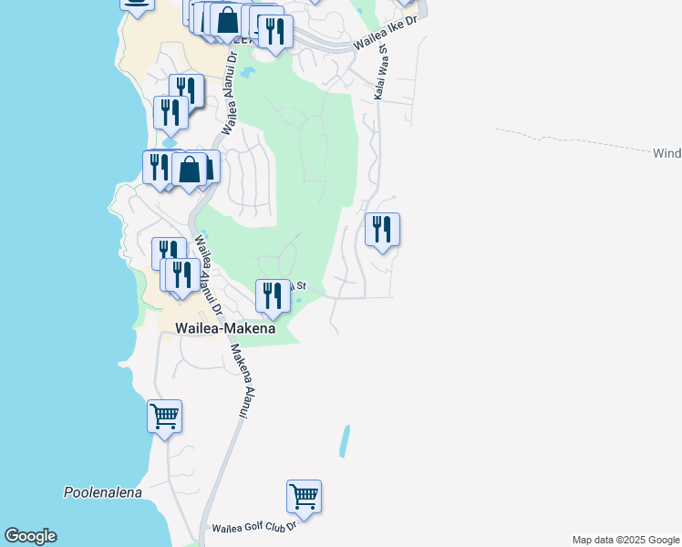 map of restaurants, bars, coffee shops, grocery stores, and more near 4362 Melianani Place in Kihei