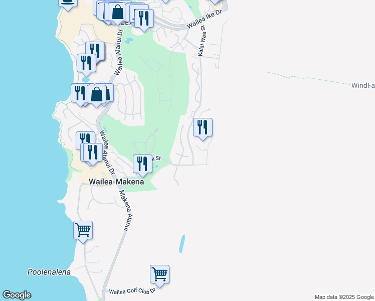 map of restaurants, bars, coffee shops, grocery stores, and more near 4355 Melianani Place in Kihei