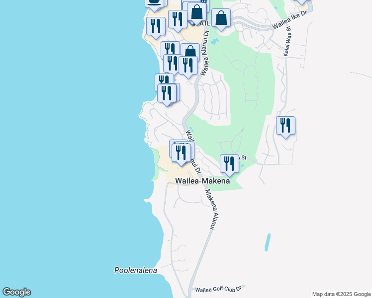 map of restaurants, bars, coffee shops, grocery stores, and more near 4000 Wailea Alanui Drive in Kihei