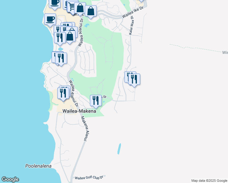 map of restaurants, bars, coffee shops, grocery stores, and more near 4334 Melianani Place in Kihei