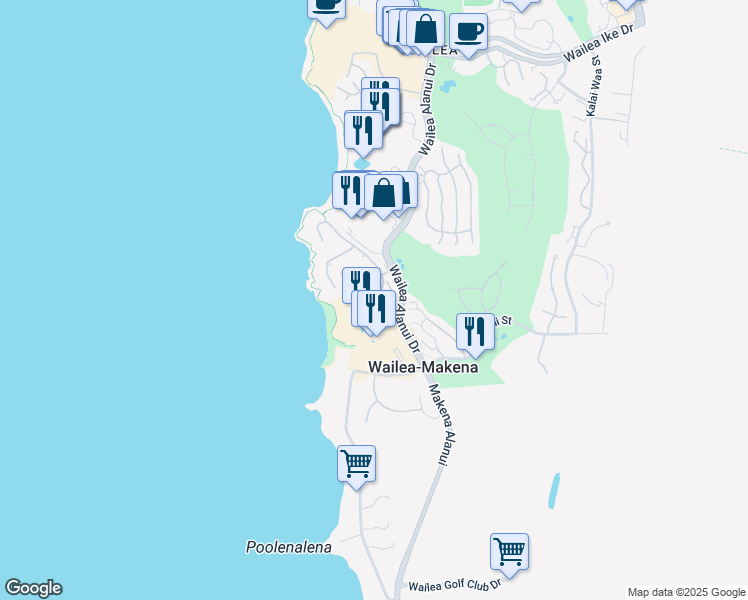 map of restaurants, bars, coffee shops, grocery stores, and more near 4000 Wailea Alanui Drive in Kihei