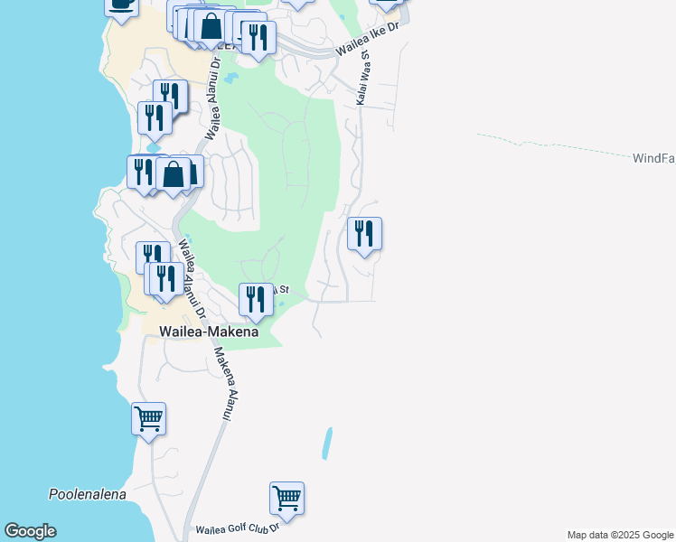 map of restaurants, bars, coffee shops, grocery stores, and more near 4355 Melianani Place in Kihei