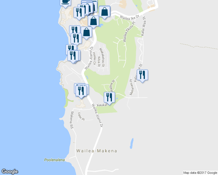 map of restaurants, bars, coffee shops, grocery stores, and more near 4354 Wailina Street in Wailea-Makena