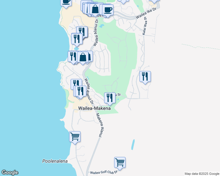 map of restaurants, bars, coffee shops, grocery stores, and more near 4354 Wailina Street in Wailea-Makena
