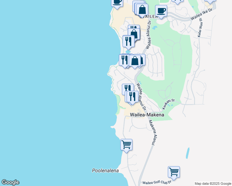 map of restaurants, bars, coffee shops, grocery stores, and more near 4000 Wailea Alanui Drive in Kihei