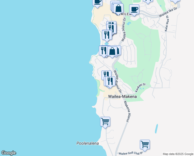 map of restaurants, bars, coffee shops, grocery stores, and more near 4000 Wailea Alanui Drive in Kihei