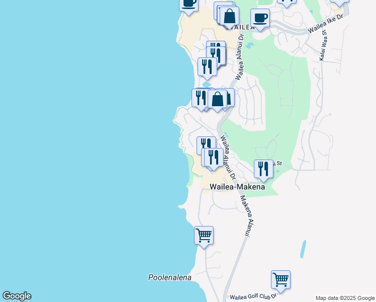 map of restaurants, bars, coffee shops, grocery stores, and more near 4000 Wailea Alanui Drive in Kihei