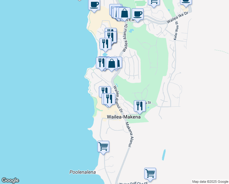 map of restaurants, bars, coffee shops, grocery stores, and more near 4000 Wailea Alanui Drive in Kihei