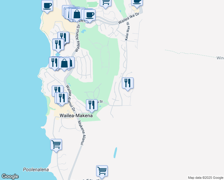 map of restaurants, bars, coffee shops, grocery stores, and more near 4328 Melianani Place in Kihei
