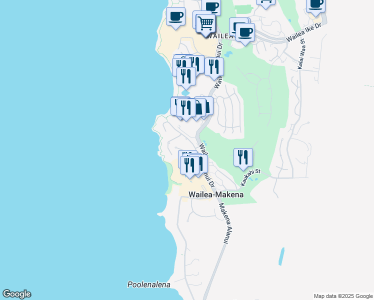 map of restaurants, bars, coffee shops, grocery stores, and more near 4000 Wailea Alanui Drive in Kihei