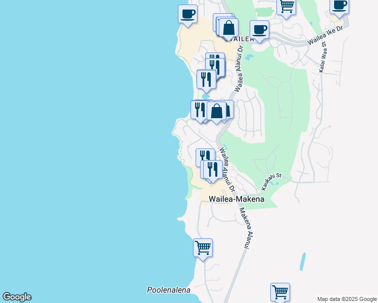 map of restaurants, bars, coffee shops, grocery stores, and more near 4000 Wailea Alanui Drive in Kihei