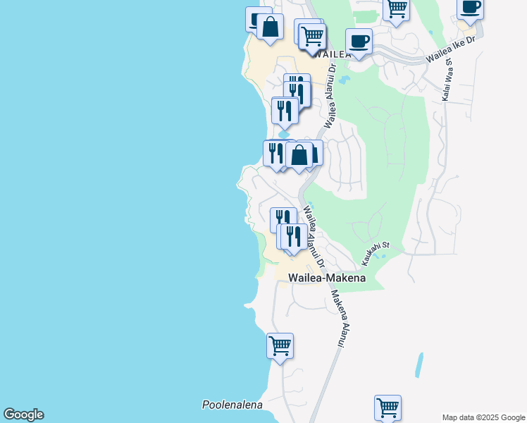 map of restaurants, bars, coffee shops, grocery stores, and more near 4000 Wailea Alanui Drive in Kihei
