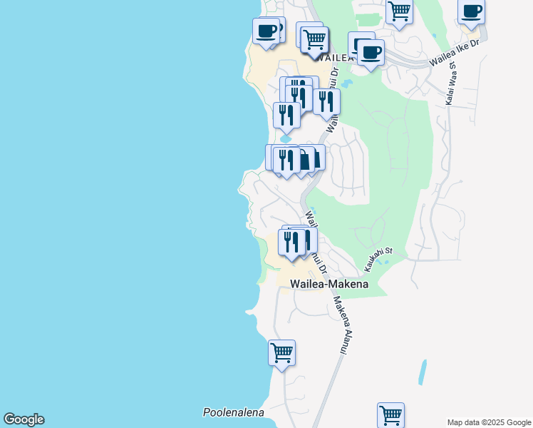 map of restaurants, bars, coffee shops, grocery stores, and more near 4000 Wailea Alanui Drive in Kihei