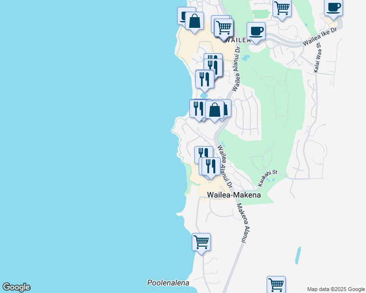 map of restaurants, bars, coffee shops, grocery stores, and more near 4000 Wailea Alanui Drive in Kihei