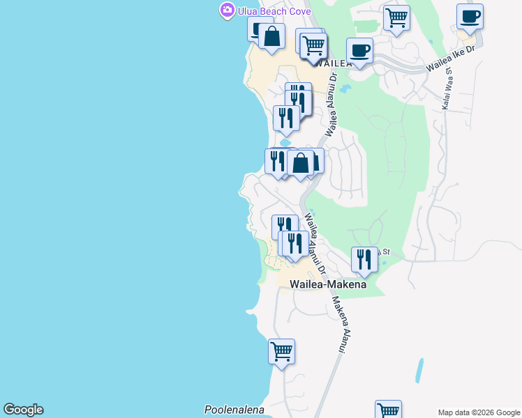 map of restaurants, bars, coffee shops, grocery stores, and more near 4000 Wailea Alanui Drive in Kihei