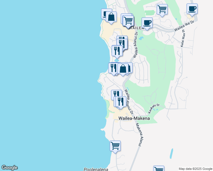 map of restaurants, bars, coffee shops, grocery stores, and more near 4000 Wailea Alanui Drive in Kihei