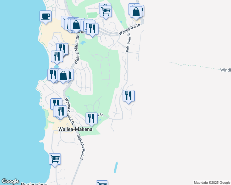 map of restaurants, bars, coffee shops, grocery stores, and more near 4280 Melianani Place in Kihei