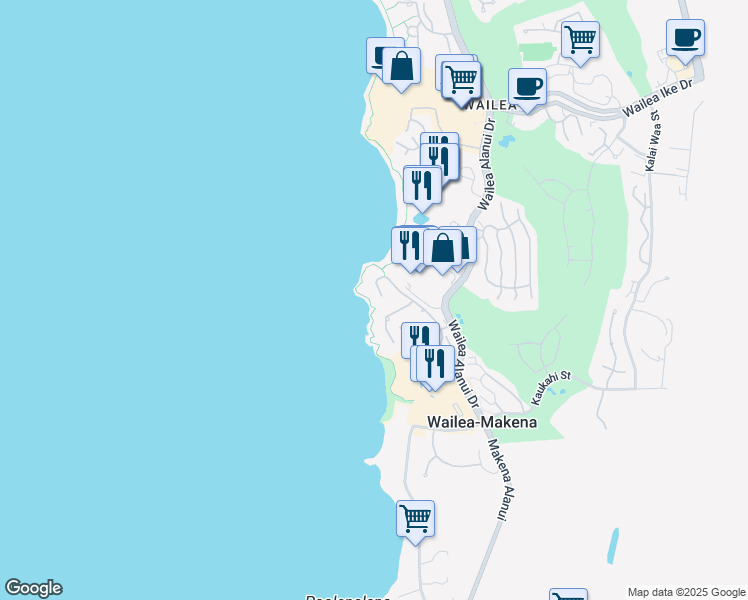 map of restaurants, bars, coffee shops, grocery stores, and more near 4000 Wailea Alanui Drive in Kihei