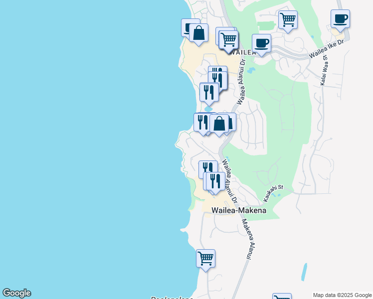 map of restaurants, bars, coffee shops, grocery stores, and more near 4000 Wailea Alanui Drive in Kihei
