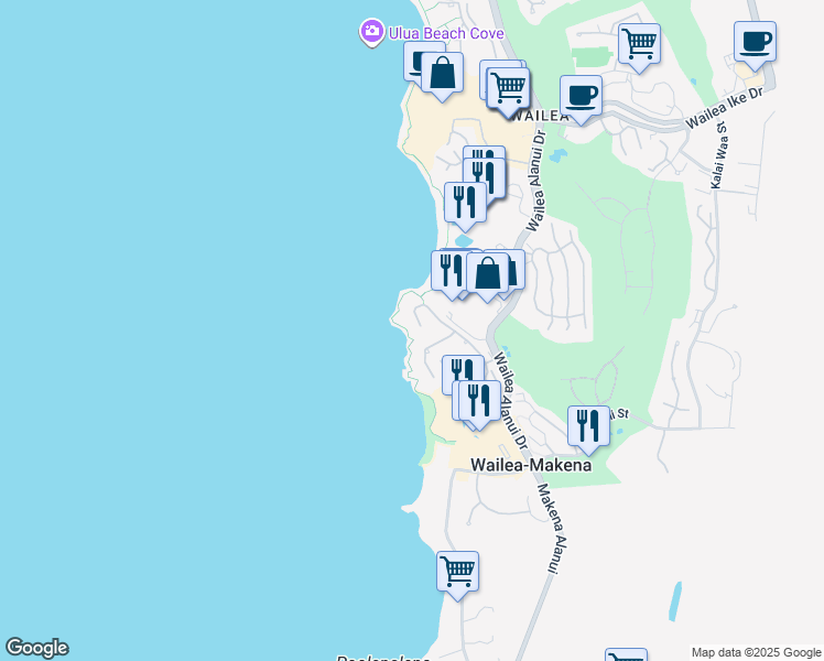map of restaurants, bars, coffee shops, grocery stores, and more near 4000 Wailea Alanui Drive in Kihei