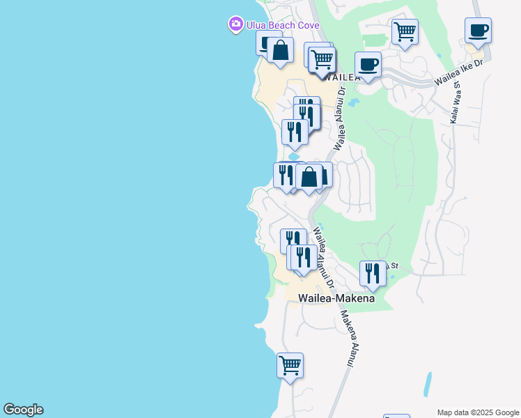 map of restaurants, bars, coffee shops, grocery stores, and more near 4000 Wailea Alanui Drive in Kihei
