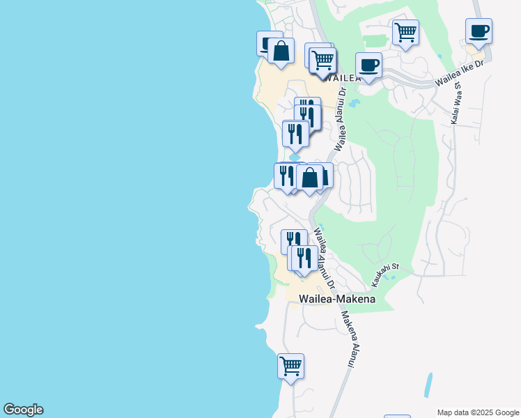 map of restaurants, bars, coffee shops, grocery stores, and more near 4000 Wailea Alanui Drive in Kihei