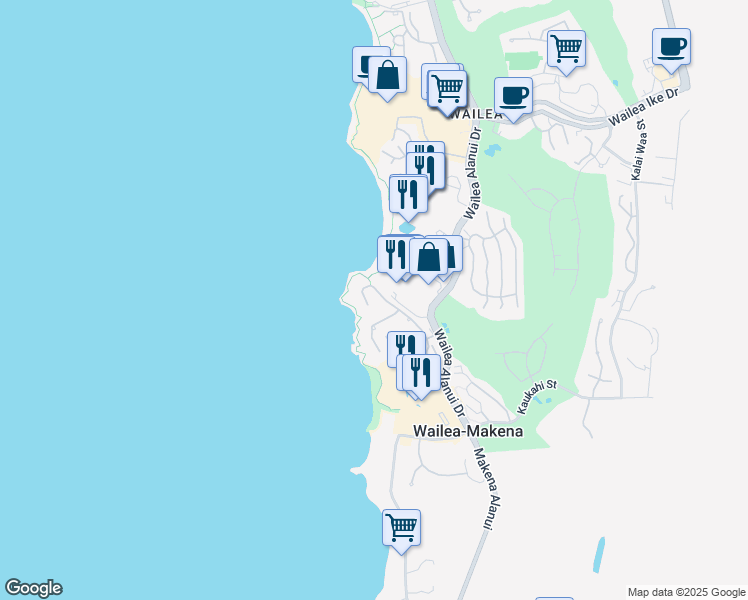 map of restaurants, bars, coffee shops, grocery stores, and more near 4000 Wailea Alanui Drive in Kihei
