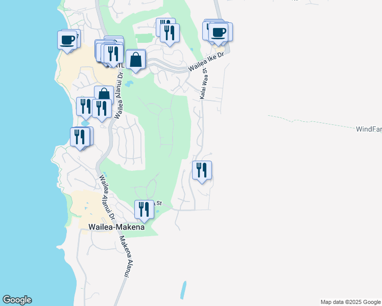 map of restaurants, bars, coffee shops, grocery stores, and more near 3950 Kalai Waa Street in Kihei
