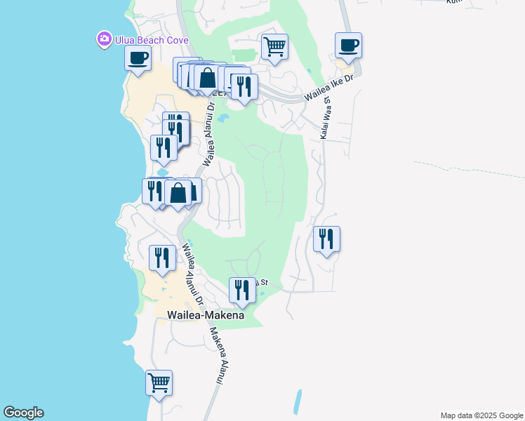 map of restaurants, bars, coffee shops, grocery stores, and more near 3958 Waakaula Place in Kihei