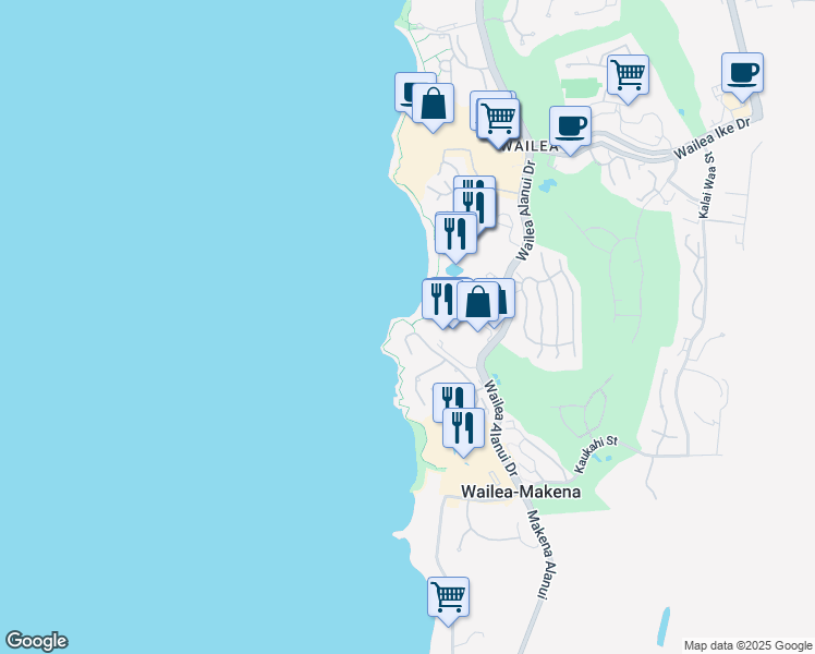 map of restaurants, bars, coffee shops, grocery stores, and more near 4000 Wailea Alanui Drive in Kihei