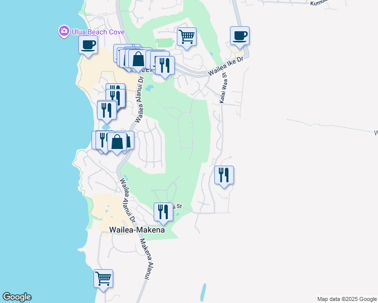 map of restaurants, bars, coffee shops, grocery stores, and more near 216 Pahi Place in Kihei
