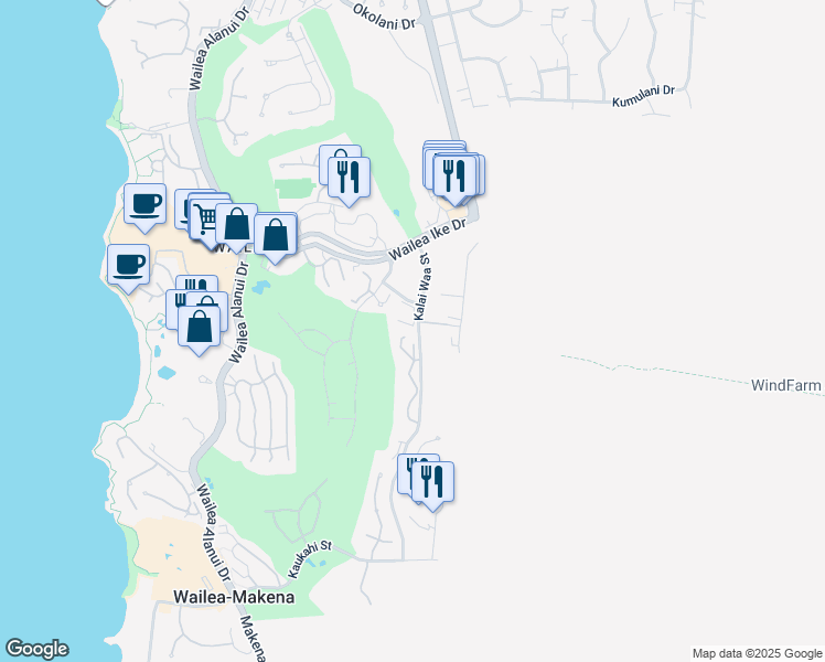 map of restaurants, bars, coffee shops, grocery stores, and more near 10 Wailea Ekolu Place in Kihei